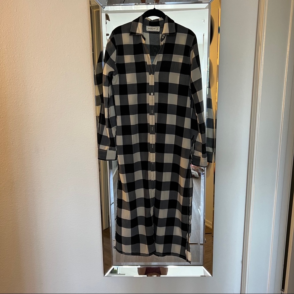 Gigham Chiffon Button Down Duster - image 1